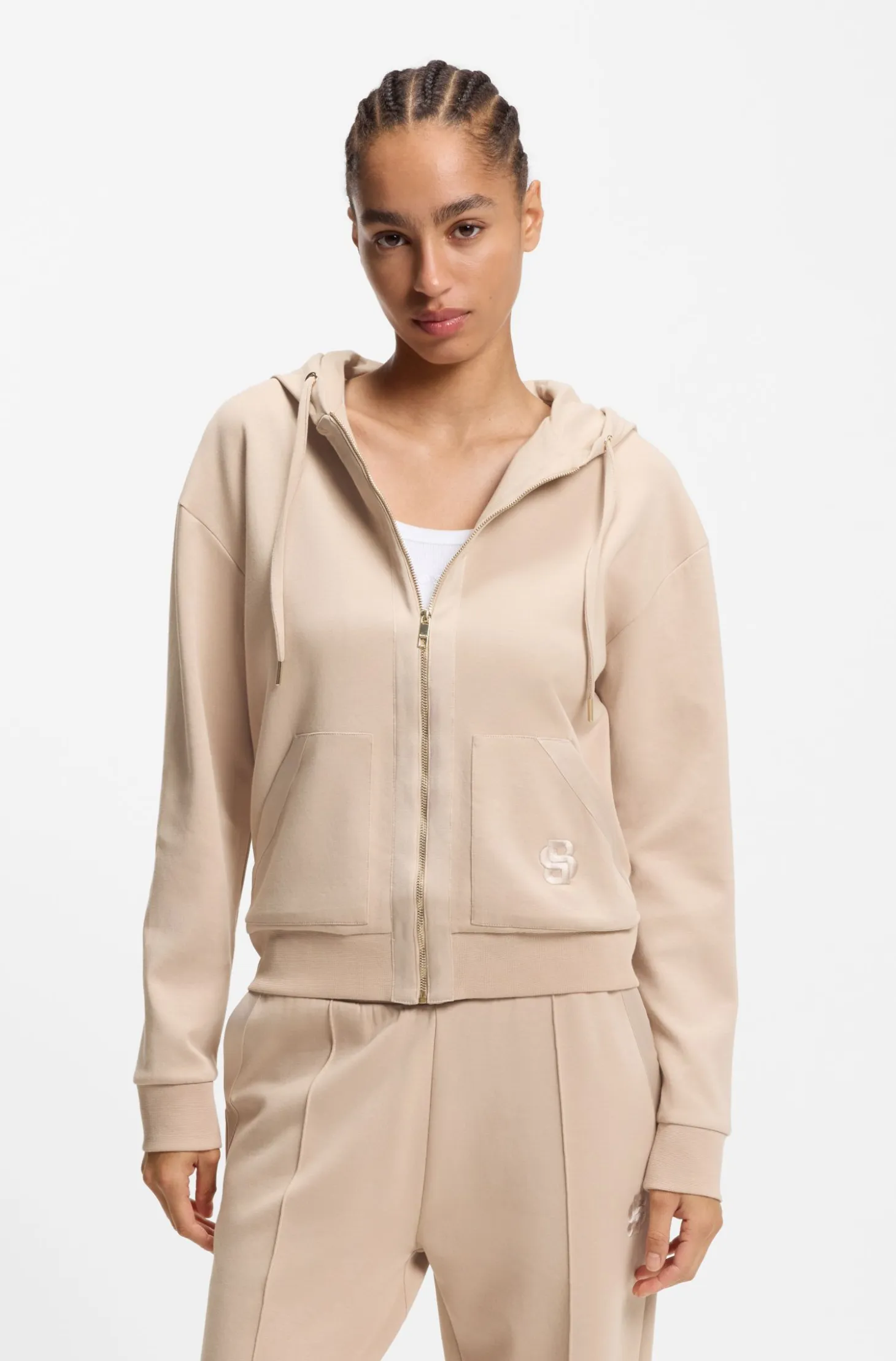 Cotton-blend zip-up hoodie with Double B monogram