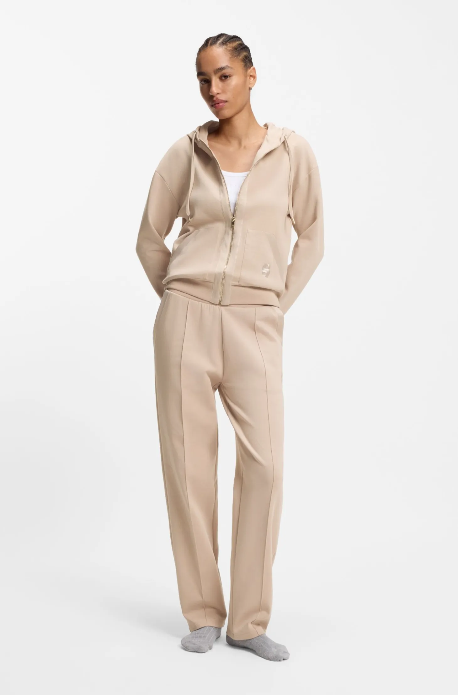 Cotton-blend zip-up hoodie with Double B monogram