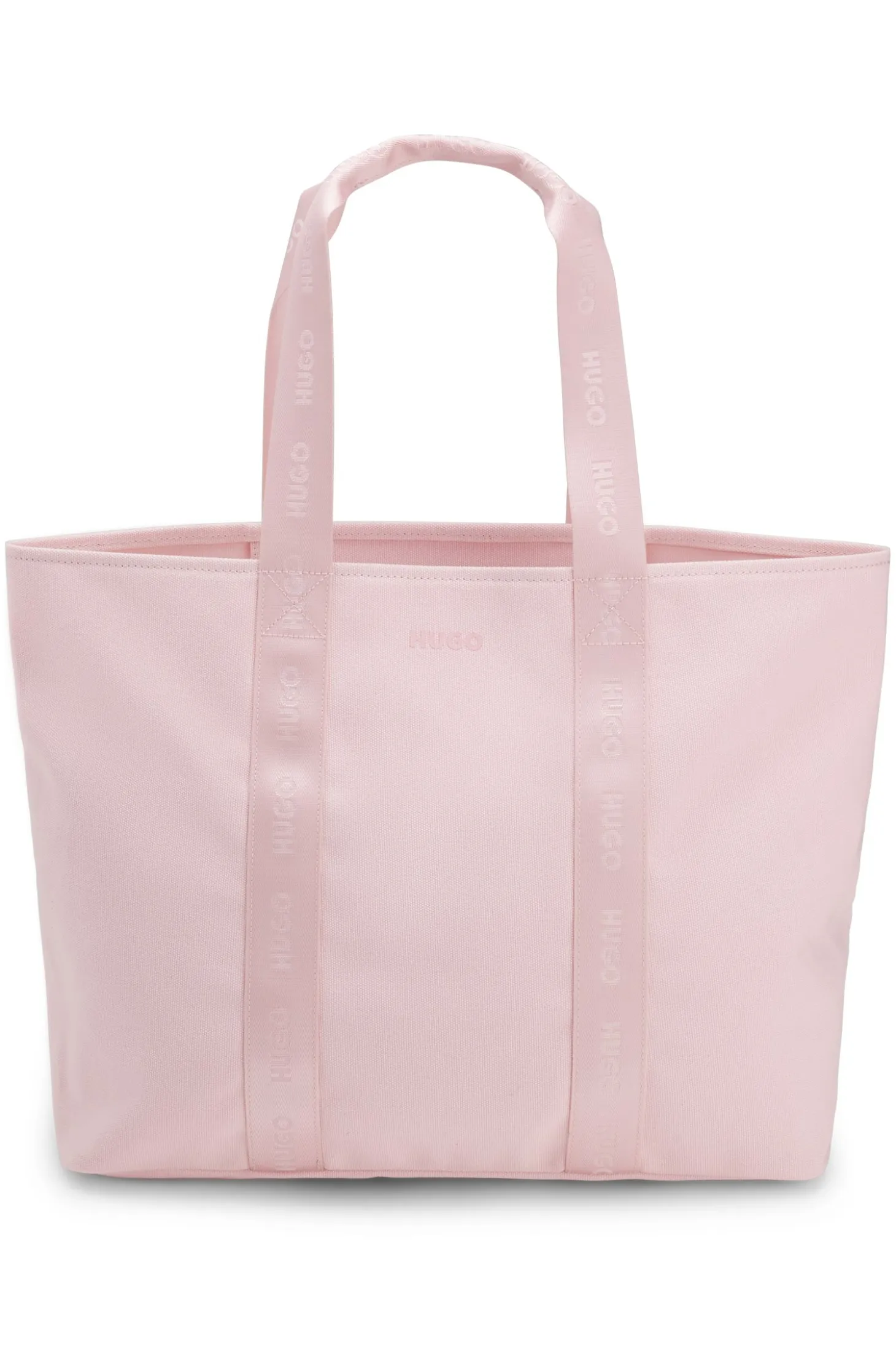 Cotton-canvas tote bag with logo straps