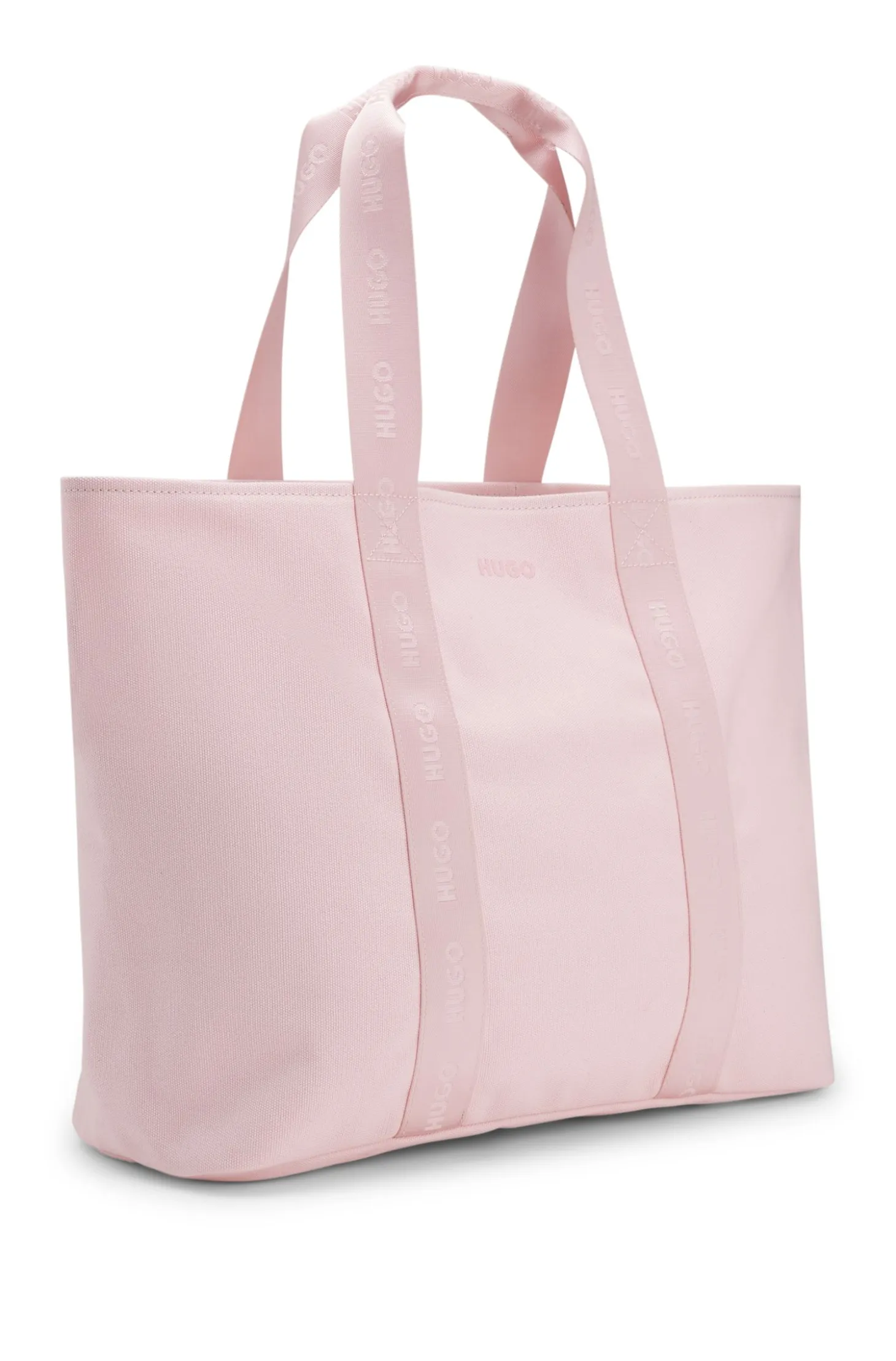 Cotton-canvas tote bag with logo straps