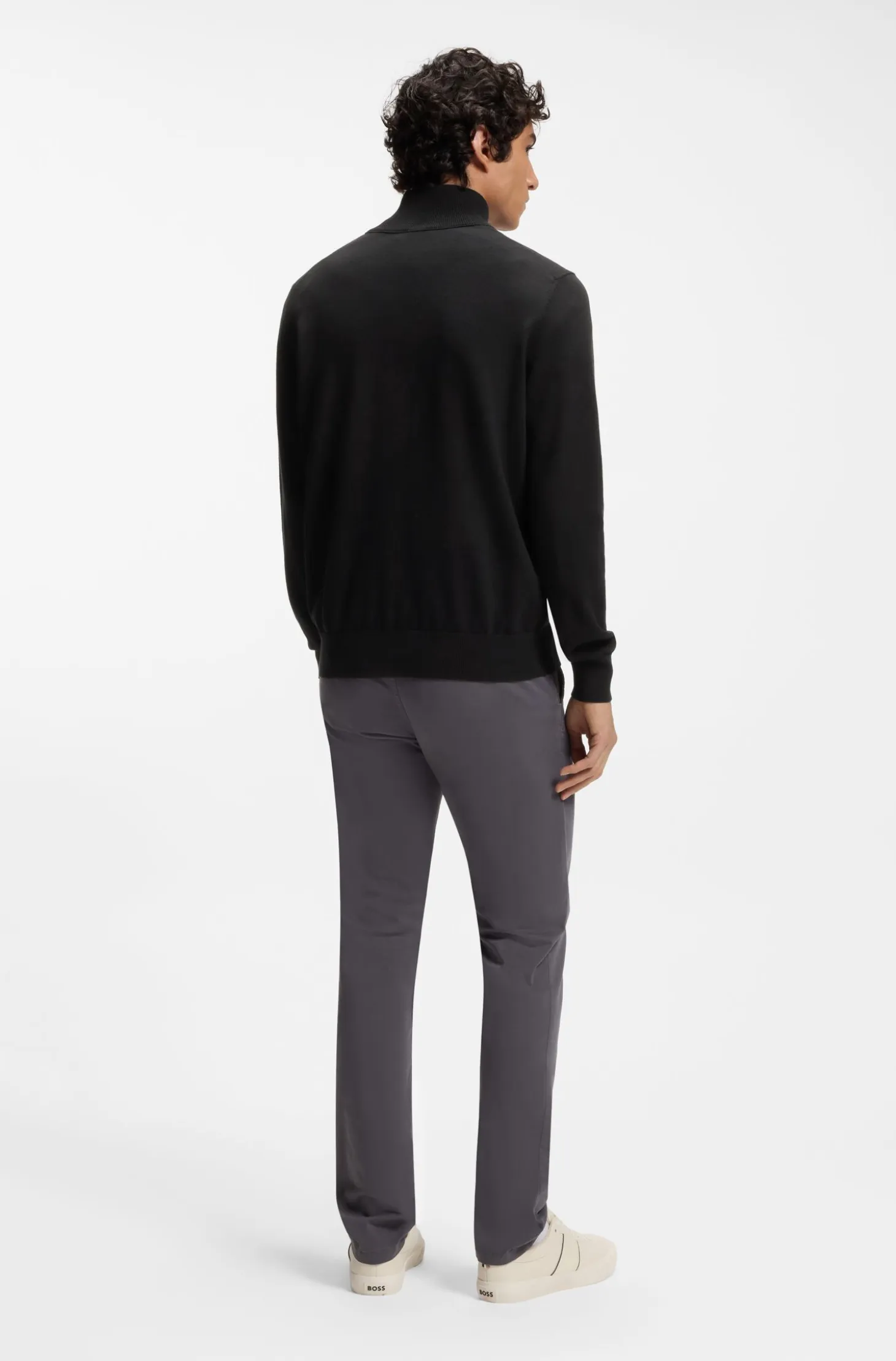 Cotton-cashmere sweater with zip collar