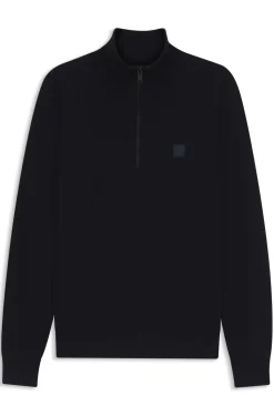 Cotton-cashmere sweater with zip collar