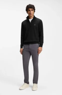 Cotton-cashmere sweater with zip collar