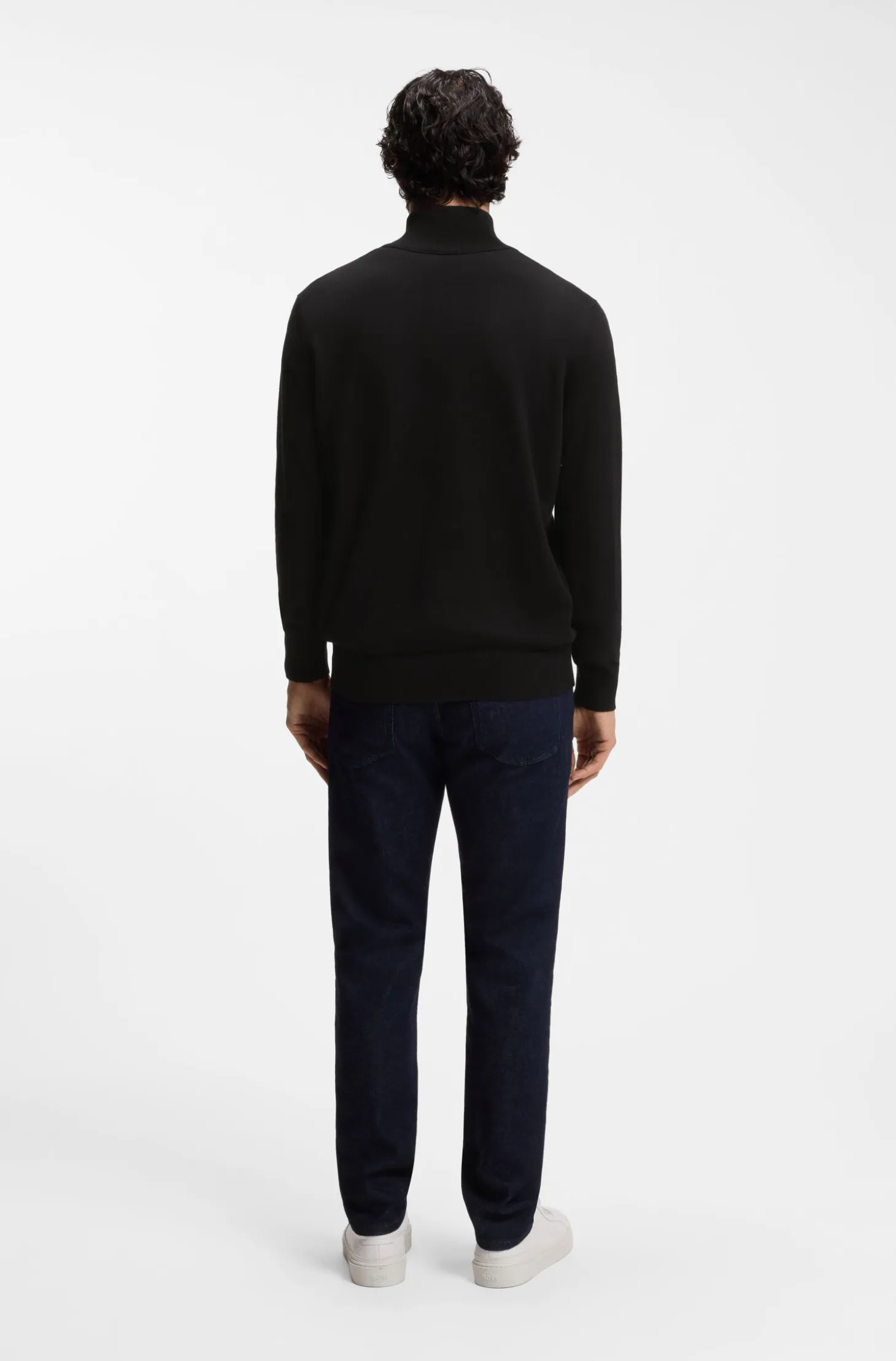 Cotton-cashmere sweater with zip collar