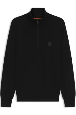 Cotton-cashmere sweater with zip collar