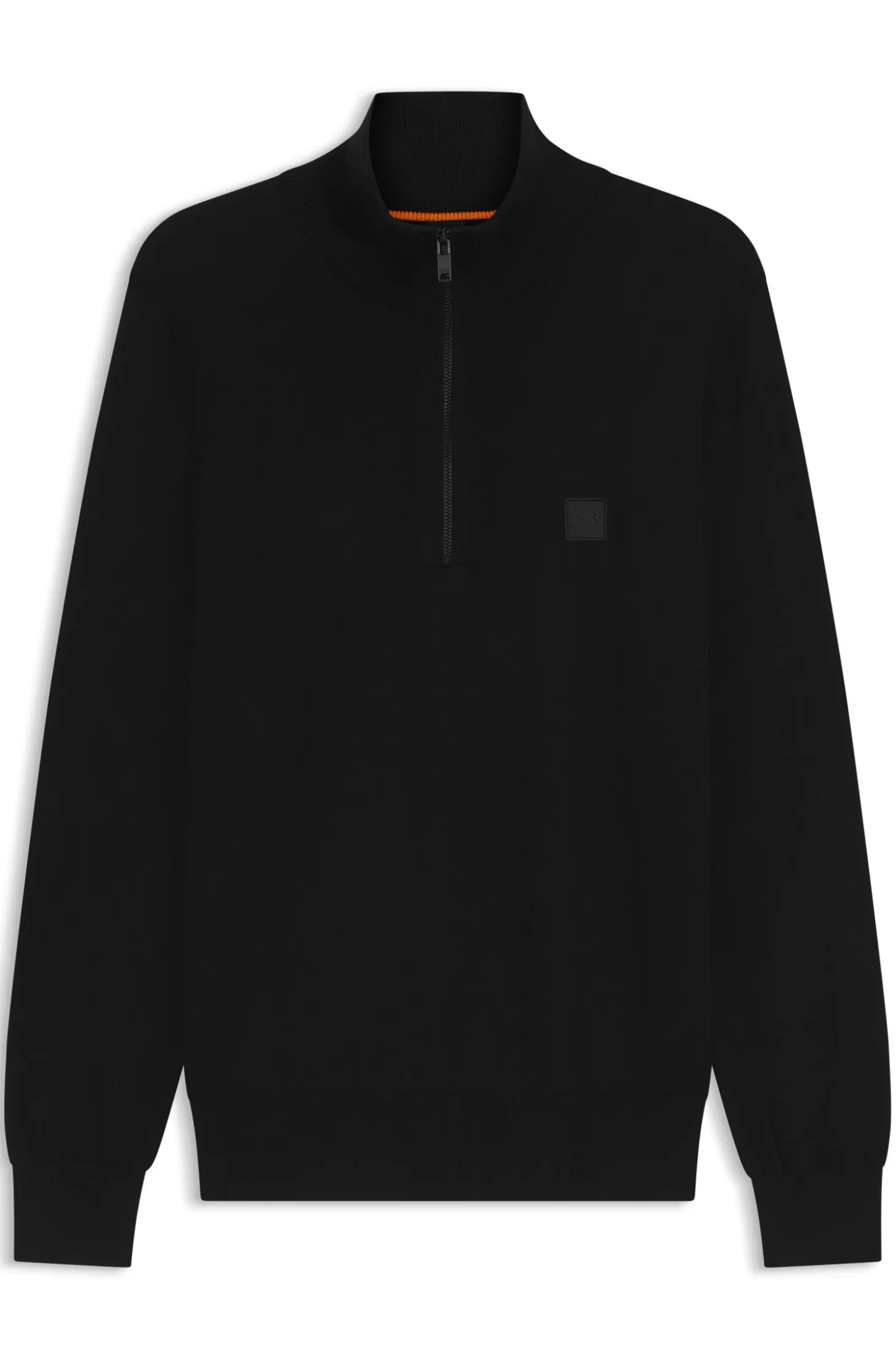 Cotton-cashmere sweater with zip collar