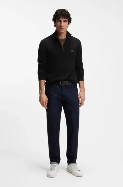 Cotton-cashmere sweater with zip collar