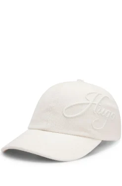 Cotton-corduroy cap with logo embroidery