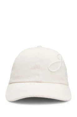 Cotton-corduroy cap with logo embroidery