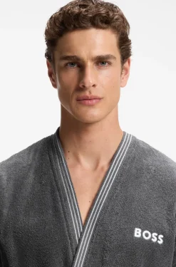 Cotton dressing gown with embroidered logo