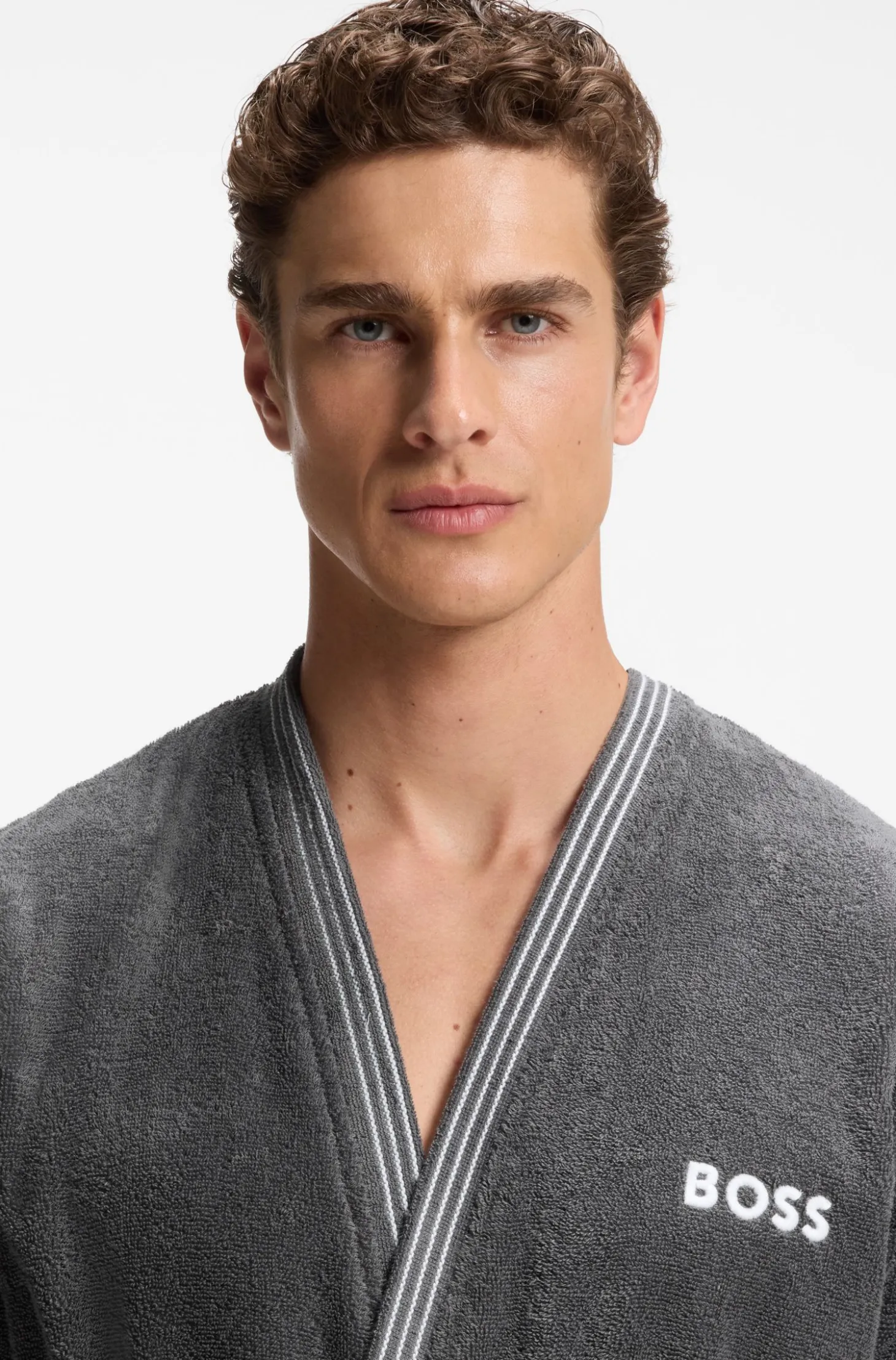 Cotton dressing gown with embroidered logo