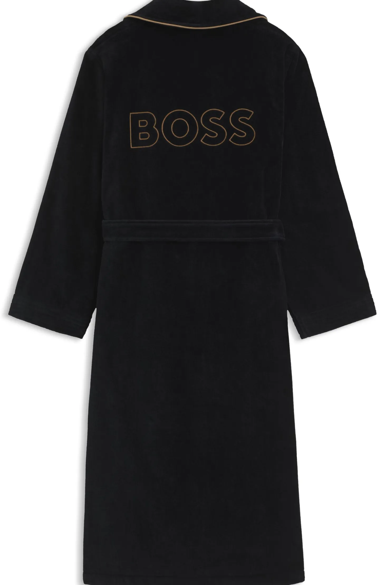 Cotton dressing gown with piping and embroidered branding