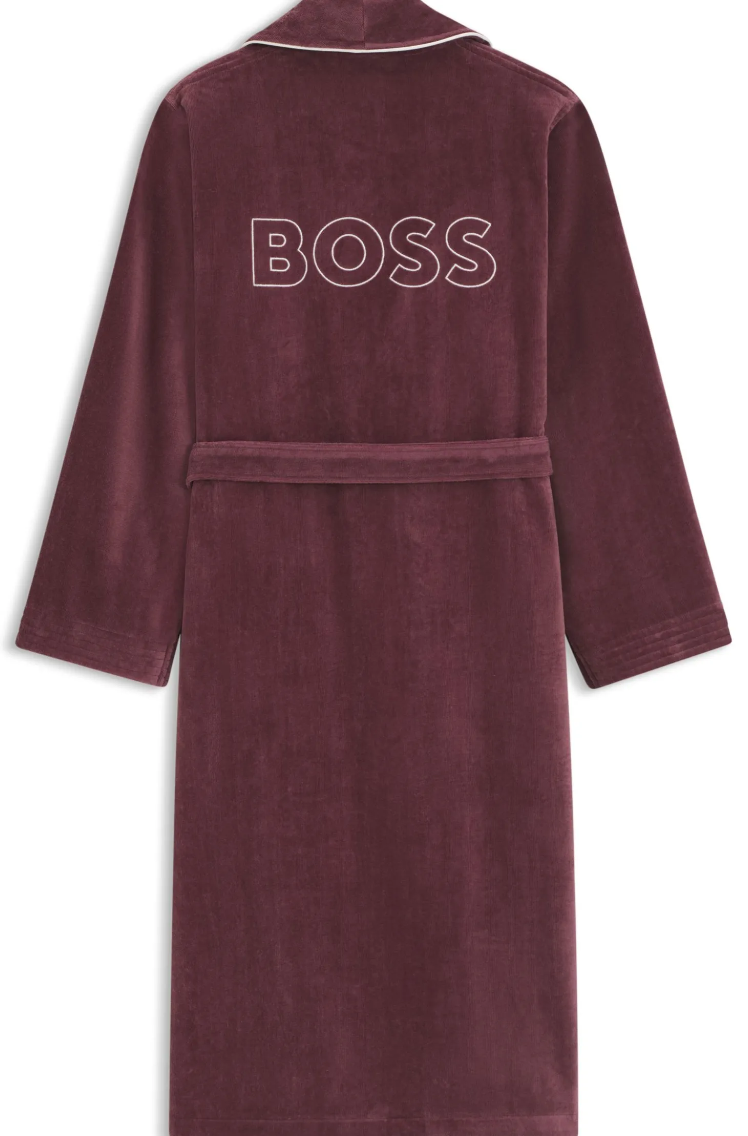 Cotton dressing gown with piping and embroidered branding