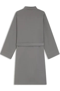 Cotton dressing gown with signature-stripe belt