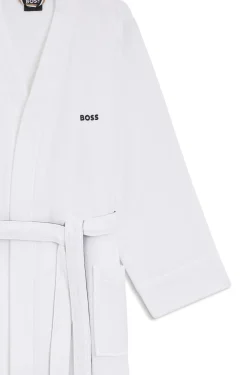 Cotton dressing gown with signature-stripe belt