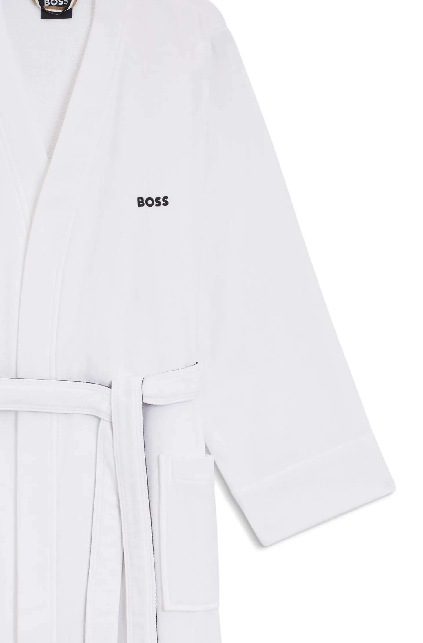 Cotton dressing gown with signature-stripe belt