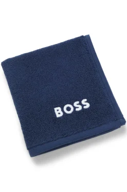 Cotton face cloth with contrast embroidered logo