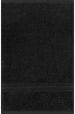 Cotton guest towel in black with embroidered logo