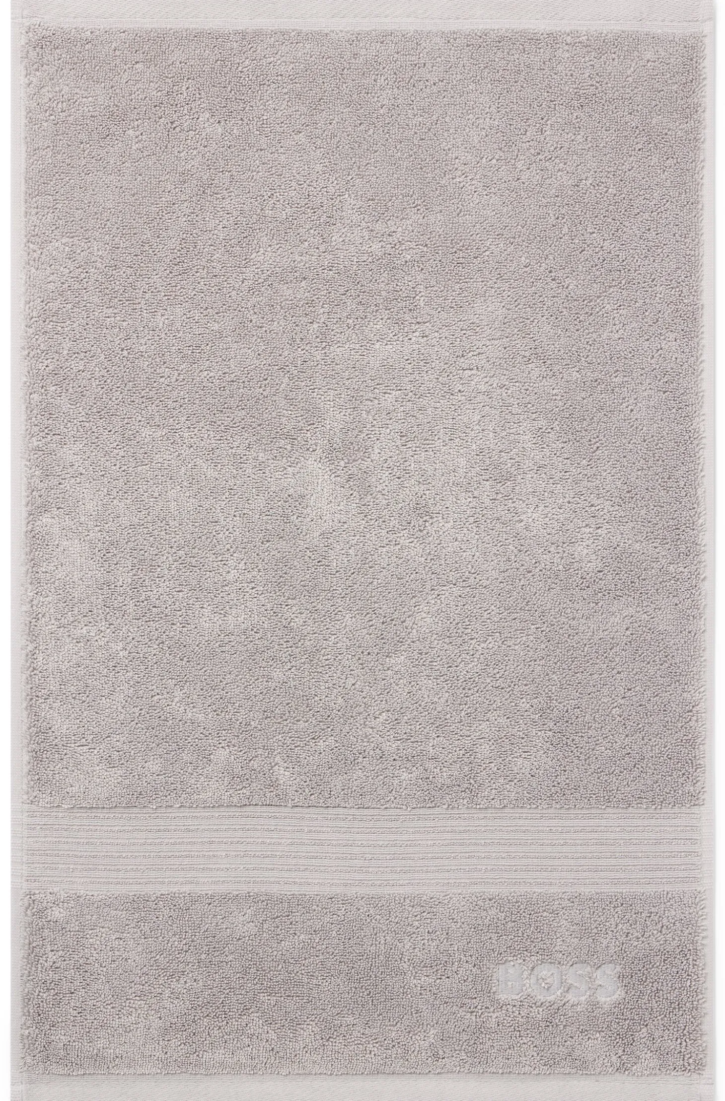 Cotton guest towel in silver with embroidered logo