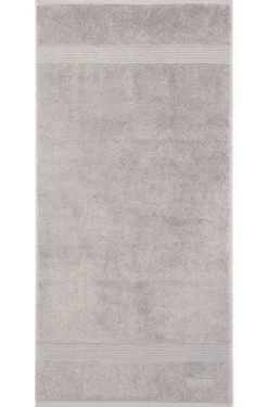 Cotton hand towel in silver with embroidered logo