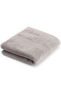 Cotton hand towel in silver with embroidered logo