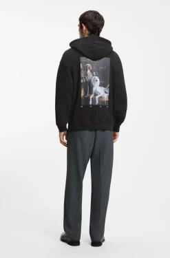 Cotton hoodie with spaced-out logo and back graphic