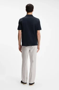 Cotton-jacquard polo shirt with Johnny collar