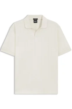 Cotton-jacquard polo shirt with Johnny collar