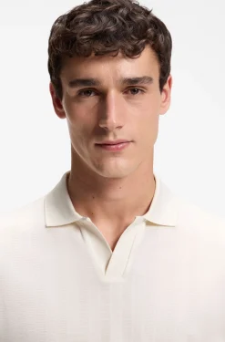 Cotton-jacquard polo shirt with Johnny collar