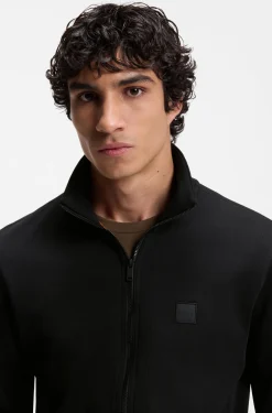 Cotton-jersey jacket with logo badge