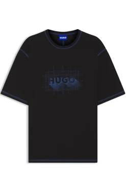 Cotton-jersey logo T-shirt with contrast stitching