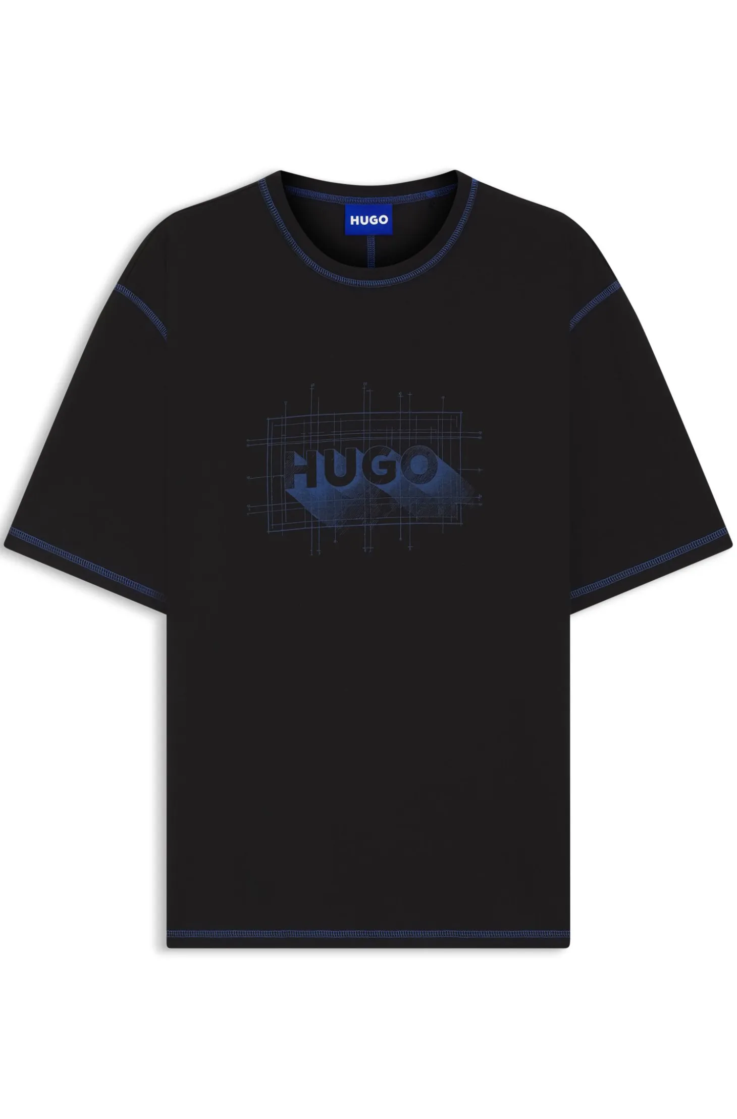 Cotton-jersey logo T-shirt with contrast stitching