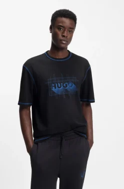 Cotton-jersey logo T-shirt with contrast stitching