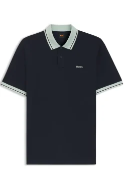 Cotton-jersey polo shirt with stripe trims