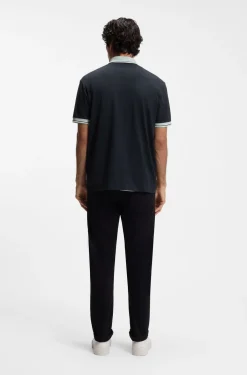 Cotton-jersey polo shirt with stripe trims