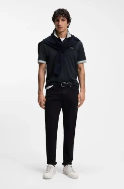 Cotton-jersey polo shirt with stripe trims