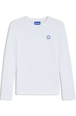 Cotton-jersey top with Happy HUGO logo badge