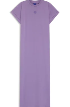 Cotton-jersey T-shirt dress with Happy HUGO logo