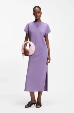 Cotton-jersey T-shirt dress with Happy HUGO logo