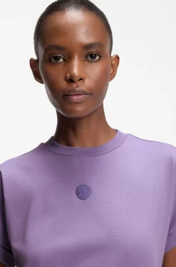 Cotton-jersey T-shirt dress with Happy HUGO logo
