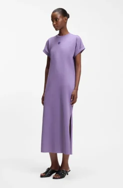 Cotton-jersey T-shirt dress with Happy HUGO logo