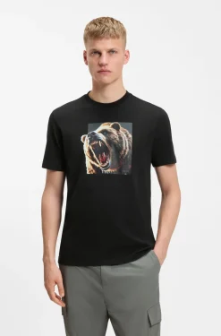 Cotton-jersey T-shirt with animal artwork