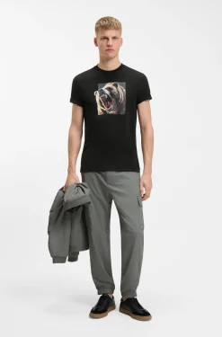 Cotton-jersey T-shirt with animal artwork
