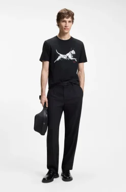 Cotton-jersey T-shirt with animal artwork
