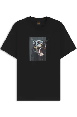 Cotton-jersey T-shirt with animal artwork