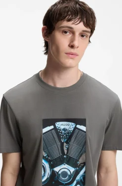 Cotton-jersey T-shirt with biker-inspired artwork