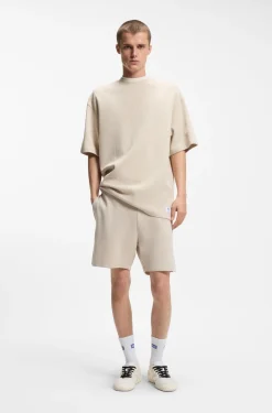 Cotton-jersey T-shirt with blue logo patch