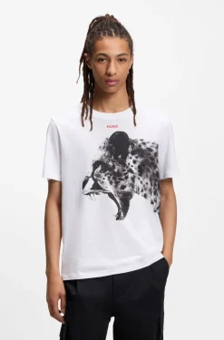 Cotton-jersey T-shirt with cobra print