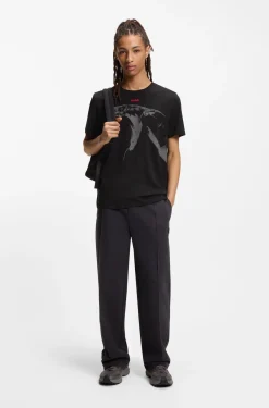 Cotton-jersey T-shirt with cobra print