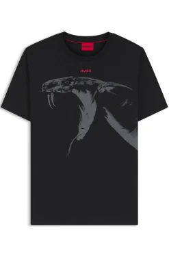Cotton-jersey T-shirt with cobra print